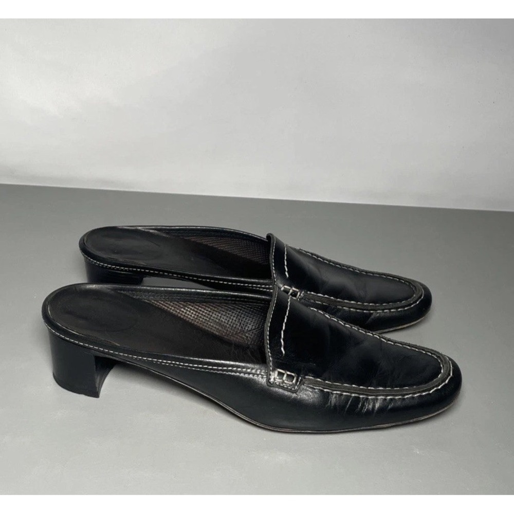 Sesto Meucci Black Leather Mules  Womens 9.5N Italy